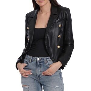 Bagatelle Nyc Jacket Cropped Faux Leather Moto New with Tags Biker Black Sz SM